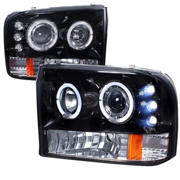 Overtime Halo Smoke Gloss Projector Headlight for 99 to 04 Ford F250, Black - 10 x 21 x 24 in. OV2654179 - main